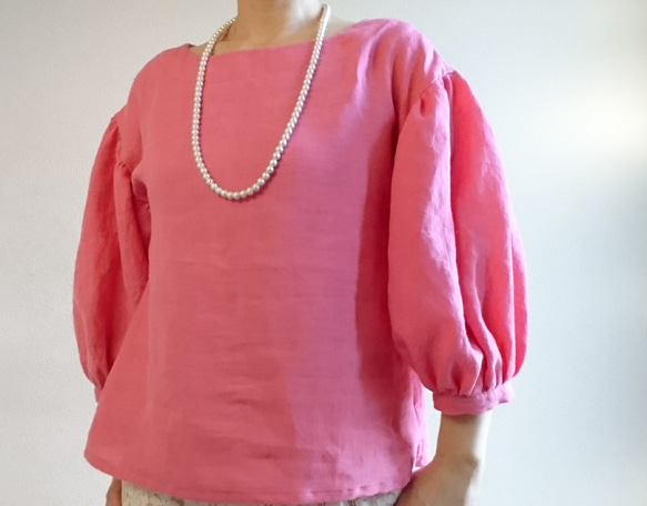 Balloon sleeve pullover  french linen   tomate 2枚目の画像