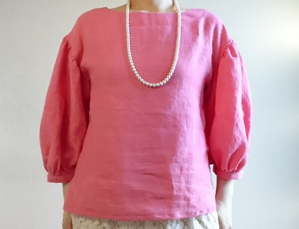 Balloon sleeve pullover  french linen   tomate 4枚目の画像