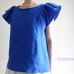 ＜予約＞Flare sleeve pullover french linen   bleu dur 1枚目の画像