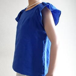 ＜予約＞Flare sleeve pullover french linen   bleu dur 2枚目の画像