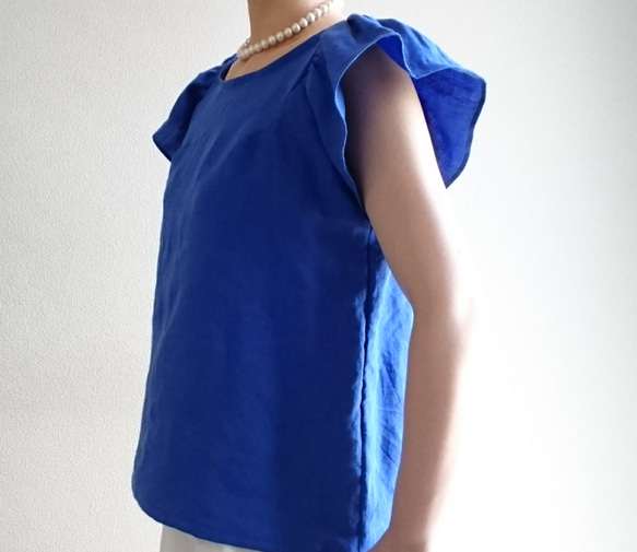 ＜予約＞Flare sleeve pullover french linen   bleu dur 2枚目の画像