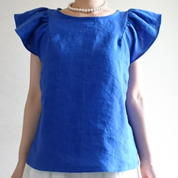 ＜予約＞Flare sleeve pullover french linen   bleu dur 3枚目の画像