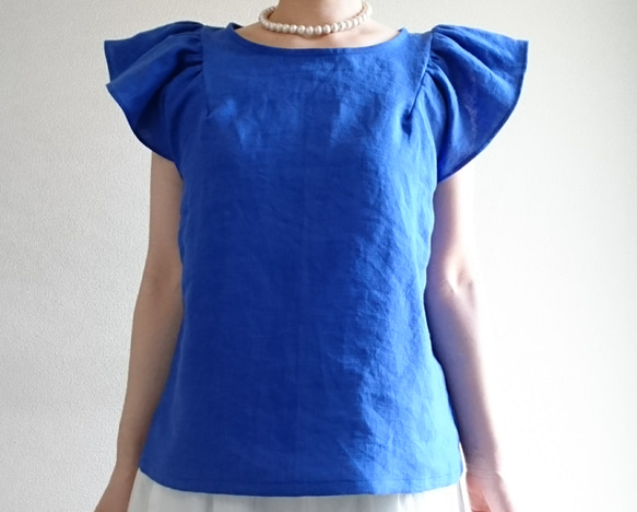 ＜予約＞Flare sleeve pullover french linen   bleu dur 3枚目の画像