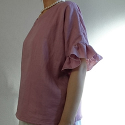 Hirahira sode pullover  double gause mauve pink 2枚目の画像