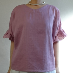 Hirahira sode pullover  double gause mauve pink 3枚目の画像