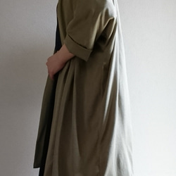 <秋の新作>   Ash khaki  long cardigan　cotton・・　 2枚目の画像