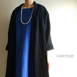 <Creema限定＞Double gauze  long cardigan　暗黒色 1枚目の画像