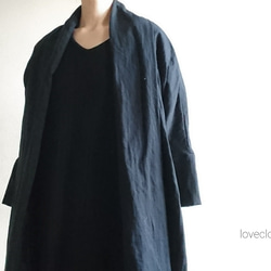 <Creema限定＞Double gauze  long cardigan　暗黒色 2枚目の画像