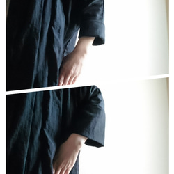 <Creema限定＞Double gauze  long cardigan　暗黒色 5枚目の画像