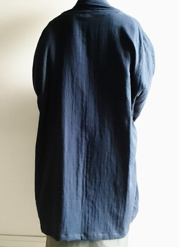 ふわふわ軽くて柔らかい肌触り❤️ ダブルガーゼのロングカーディガン  濃藍   　 18枚目の画像