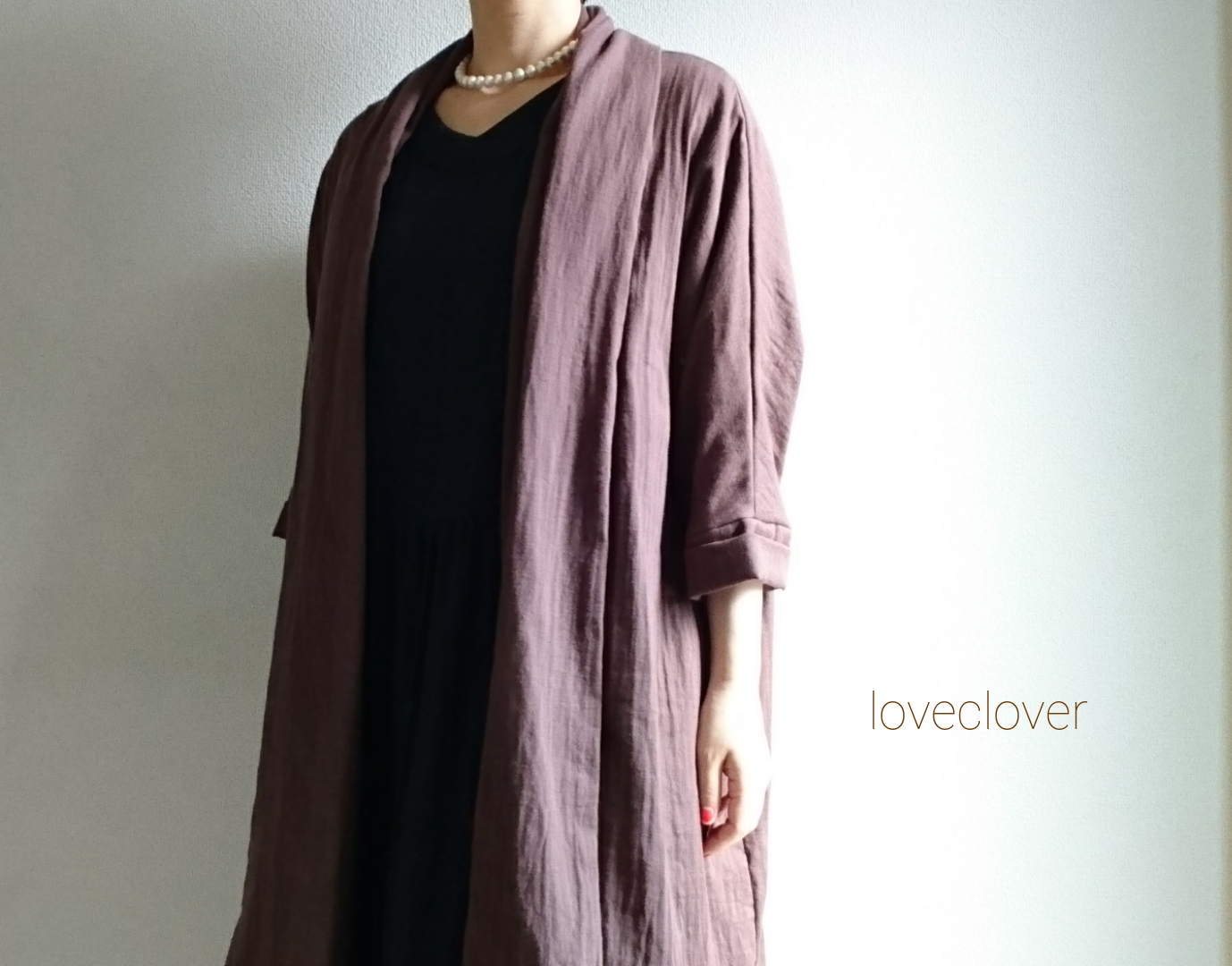 <全14色>ふわふわ軽くて柔らかい肌触り♡ ダブルガーゼのロングカーディガン 涅色　さりげなく大人の気品を纏う