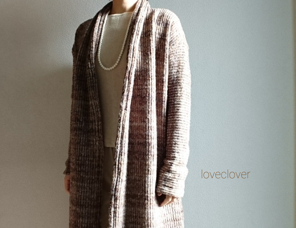 <Creema数量限定>Italiana  mix brown longcardigan　wool & mohair 1枚目の画像