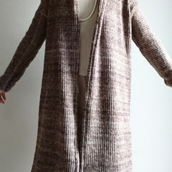 <Creema数量限定>Italiana  mix brown longcardigan　wool & mohair 3枚目の画像