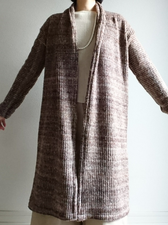 <Creema数量限定>Italiana  mix brown longcardigan　wool & mohair 3枚目の画像