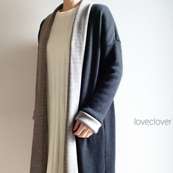 <Creema数量限定>予約Double face long cardigan   Black&Gray 1枚目の画像