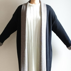 <Creema数量限定>予約Double face long cardigan   Black&Gray 2枚目の画像