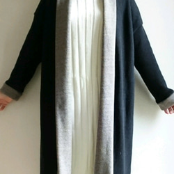 <Creema数量限定>予約Double face long cardigan   Black&Gray 5枚目の画像