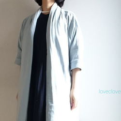 <全14色>ふわふわ軽くて柔らかい肌触り❤️ Double gauze  long cardigan　空色 1枚目の画像