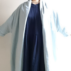 <全14色>ふわふわ軽くて柔らかい肌触り❤️ Double gauze  long cardigan　空色 2枚目の画像