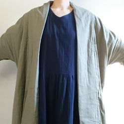 <Creema限定>Soft khaki   long cardigan　double gauze 2枚目の画像