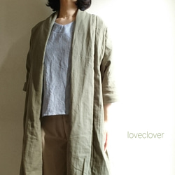 <Creema限定>Soft khaki   long cardigan　double gauze 4枚目の画像