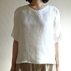 <新作予約>Rolled up sleeve pullover　harf linen  white　 3枚目の画像