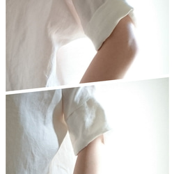 <新作予約>Rolled up sleeve pullover　harf linen  white　 4枚目の画像