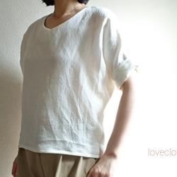 <新作予約>Rolled up sleeve pullover　harf linen  white　 5枚目の画像