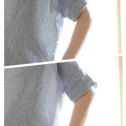 ＜新作予約＞Rolled up sleeve pullover　harf linen  striped　 4枚目の画像