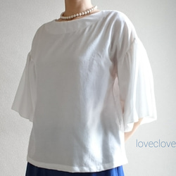 <creema数量限定>Flare sleeve pullover　 white cotton・・　 1枚目の画像