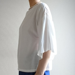 <creema数量限定>Flare sleeve pullover　 white cotton・・　 4枚目の画像