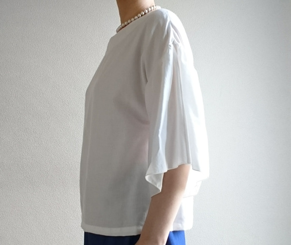 <creema数量限定>Flare sleeve pullover　 white cotton・・　 4枚目の画像