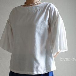 <creema数量限定>Flare sleeve pullover　 white cotton・・　 5枚目の画像