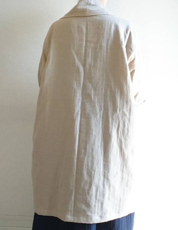 <Creema限定>予約 Soft beige   long cardigan　double gauze 4枚目の画像