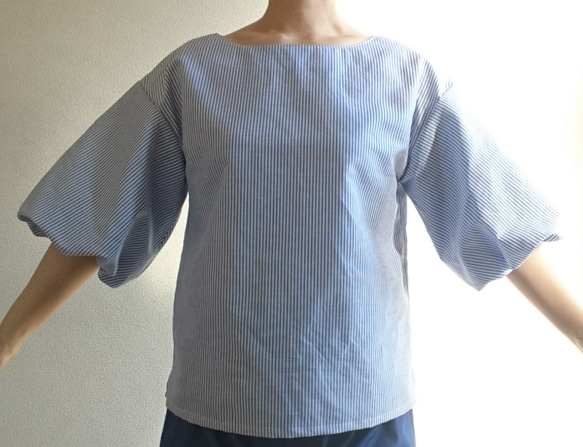 <creema限定>新作 Balloon sleeve　 pullover     harf linen 2枚目の画像