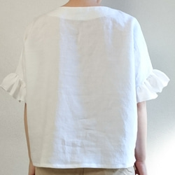 <新作>Hirahirasode flare pullover  french linen blanc 5枚目の画像