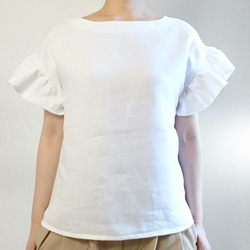 <Creema限定>即納Hirahirasode　pull over 　Belgium linen blanc 3枚目の画像