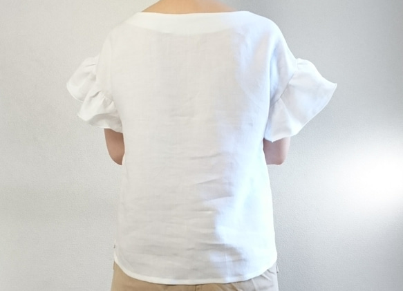 <Creema限定>即納Hirahirasode　pull over 　Belgium linen blanc 5枚目の画像