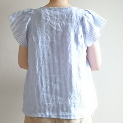 <creema限定>Flaresleeve pullover french linen   bleu raies 4枚目の画像