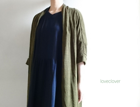 <Creema限定>  新作 Mustard yellow  long cardigan　linen knit 8枚目の画像