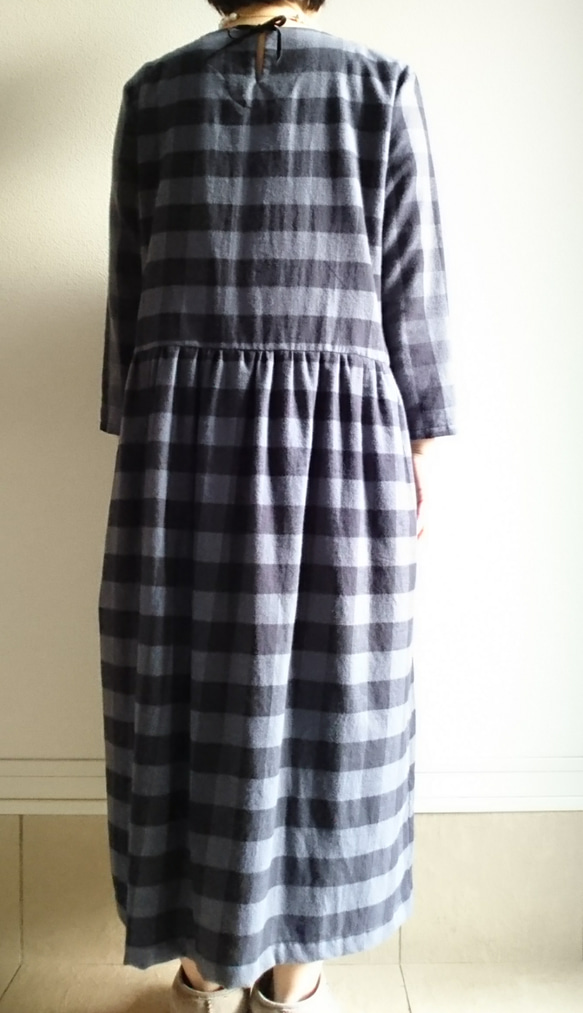 <Creema限定> 新作 Block check onepiece　relax flannel 5枚目の画像