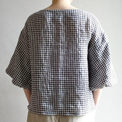 <Creema限定>新作Balloon sleeve  pullover  linen chocolate brown 5枚目の画像