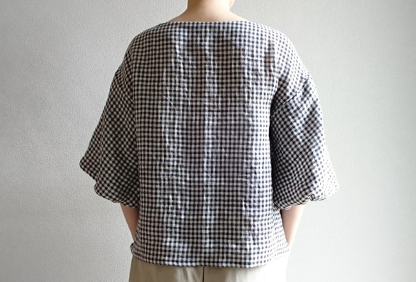 <Creema限定>新作Balloon sleeve  pullover  linen chocolate brown 5枚目の画像