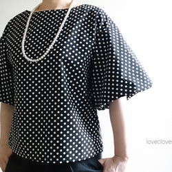 <Creema限定>新作 Balloon sleeve pullover　
Black White Dot・・ 1枚目の画像