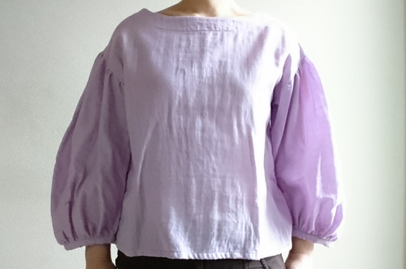 Balloon sleeve pullover  double gause lavender 3枚目の画像