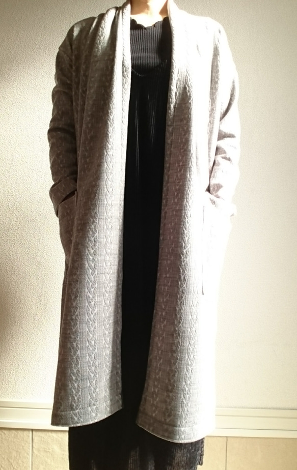 <Creema数量限定>ラスト！即納 Aran ami smokegray long cardigan 　 6枚目の画像