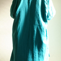 <Creema限定> 新作 Double gauze    long cardigan　花緑青 4枚目の画像