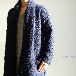 <Creema数量限定>新作 Italiana moco moco  long cardigan　 ðark navy　 1枚目の画像