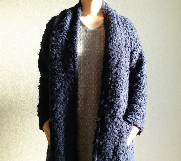 <Creema数量限定>新作 Italiana moco moco  long cardigan　 ðark navy　 4枚目の画像