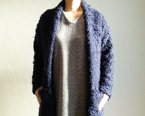 <Creema数量限定>新作 Italiana moco moco  long cardigan　 ðark navy　 5枚目の画像